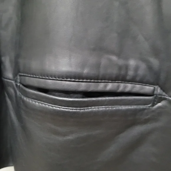 Vintage Leather Black Women's 1980's Jacket Blazer Retro shoulder pads - Picture 6 of 16